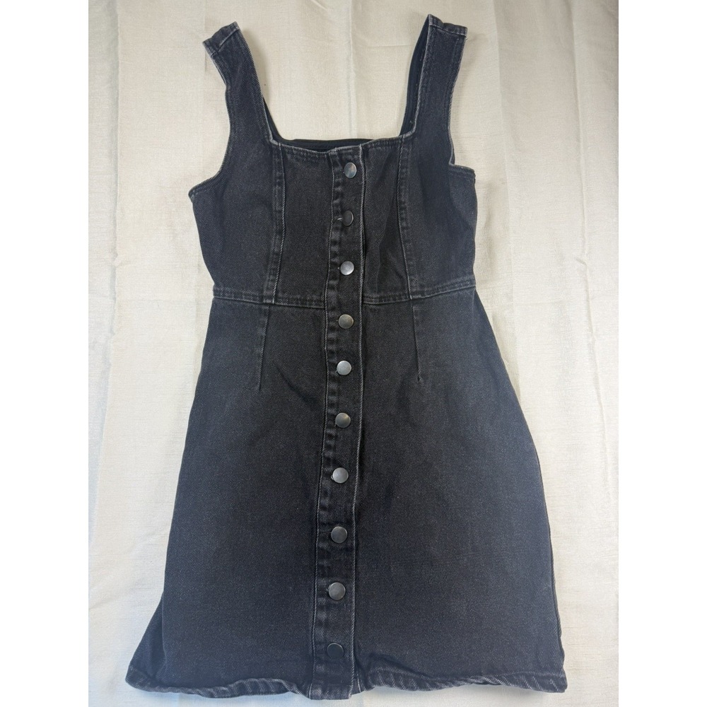 Urban outfitters black denim dress button up size 0